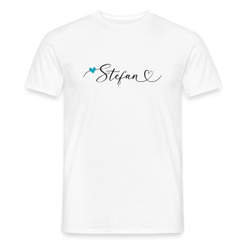 Stefan Nom Prénom Calligraphie Coeur - T-shirt homme - blanc - Devant - AI Model Male 178 dark (178cm)