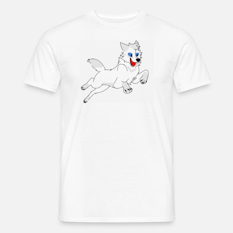 springender Wolf - Männer T-Shirt - Weiß