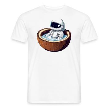 Astronaut bathes in coconut - Funny - Men's T-Shirt - white - Front - AI Model Male 178 dark (178cm)