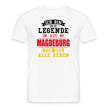 Stadt Magdeburg Deutschland Legende Spruch - Männer T-Shirt - Weiß - Vorne - AI Model Male 178 dark (178cm)