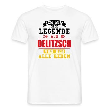 Stadt Delitzsch Deutschland Legende Spruch - Männer T-Shirt - Weiß - Vorne - AI Model Male 178 dark (178cm)