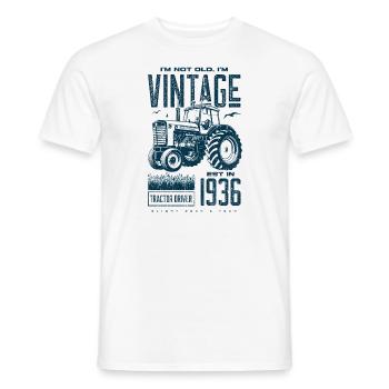 Tracteur Vintage Farmer Anniversaire Né En 1936 - T-shirt homme - blanc - Devant - AI Model Male 178 dark (178cm)