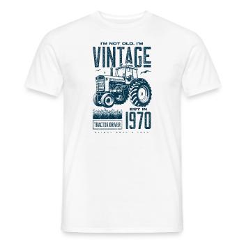 Tracteur Vintage Farmer Anniversaire Né En 1970 - T-shirt homme - blanc - Devant - AI Model Male 178 dark (178cm)