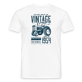 Vintage Tractor Farmer Birthday Born In 1954 - Men's T-Shirt - white - Front - AI Model Male 178 dark (178cm)