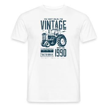 Tracteur Vintage Farmer Anniversaire Né En 1990 - T-shirt homme - blanc - Devant - AI Model Male 178 dark (178cm)