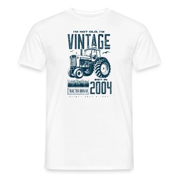 Tracteur Vintage Farmer Anniversaire Né En 2004 - T-shirt homme - blanc - Devant - AI Model Male 178 dark (178cm)
