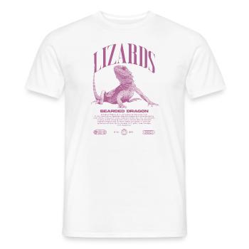 Dragon barbu Streetwear gardien de lézard - T-shirt homme - blanc - Devant - AI Model Male 178 dark (178cm)