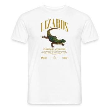 Phelsuma laticauda Day Gecko Lizard Keeper - Men's T-Shirt - white - Front - AI Model Male 178 dark (178cm)