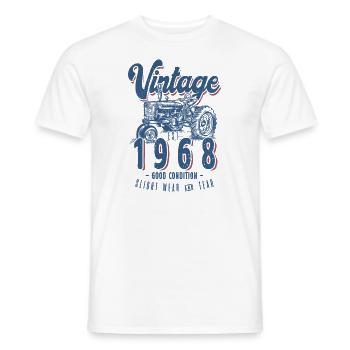 Anniversaire Fermier Tracteur Vintage Né En 1968 - T-shirt homme - blanc - Devant - AI Model Male 178 dark (178cm)