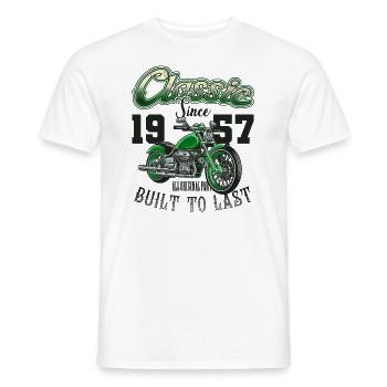 Moto Motard Moto Anniversaire Né En 1957 - T-shirt homme - blanc - Devant - AI Model Male 178 dark (178cm)