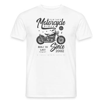 Vintage Motorcycle Biker Birthday Born In 2002 - Men's T-Shirt - white - Front - AI Model Male 178 dark (178cm)