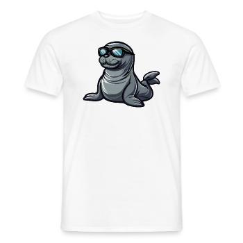 Seal Animal Comic Cool - Men's T-Shirt - white - Front - AI Model Male 178 dark (178cm)