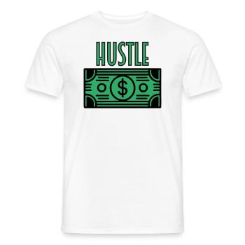 Billet d’affaires - HUSTLE Design - T-shirt homme - blanc - Devant - AI Model Male 178 dark (178cm)