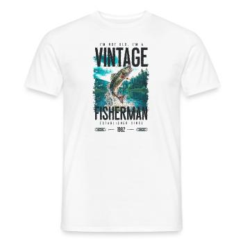 Vintage Forelle Fischer Angeln Geburtstag 1982 - Männer T-Shirt - Weiß - Vorne - AI Model Male 178 dark (178cm)