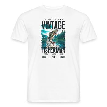Vintage Trout Fisherman Fishing Birthday 2011 - Men's T-Shirt - white - Front - AI Model Male 178 dark (178cm)