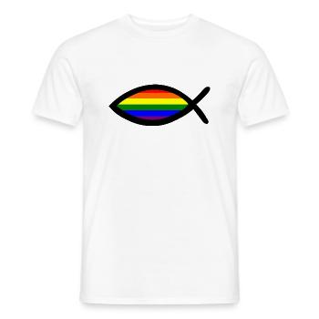 Homosexuell Stolz Christian Fish - Männer T-Shirt - Weiß - Vorne - AI Model Male 178 dark (178cm)