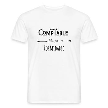 Comptable plus que formidable humour citation - T-shirt homme - blanc - Devant - AI Model Male 178 dark (178cm)