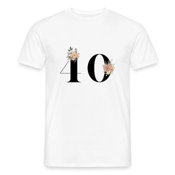 40e anniversaire fleuris (Cadeau de 40 ans) - T-shirt homme - blanc - Devant - AI Model Male 178 dark (178cm)