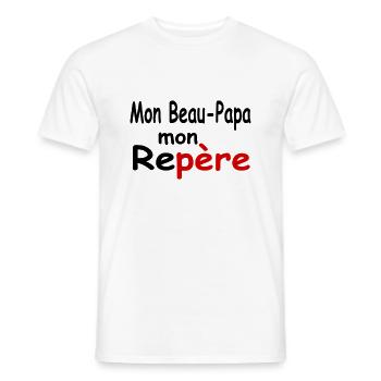 Mon beau-papa mon repère / cadeau fête des pères - T-shirt homme - blanc - Devant - AI Model Male 178 dark (178cm)