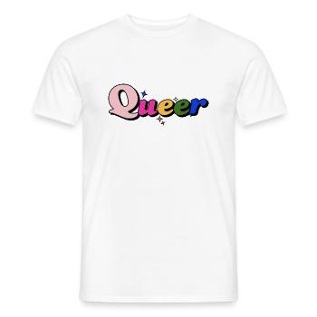 QUEER LGBTQ+ PRIDE SLOGAN - Männer T-Shirt - Weiß - Vorne - AI Model Male 178 dark (178cm)
