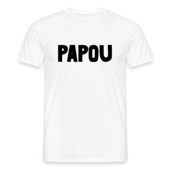 PAPOU. PAPA. FÊTE DES PÈRES. BONNE FÊTE PAPA - T-shirt homme - blanc - Devant - AI Model Male 178 dark (178cm)