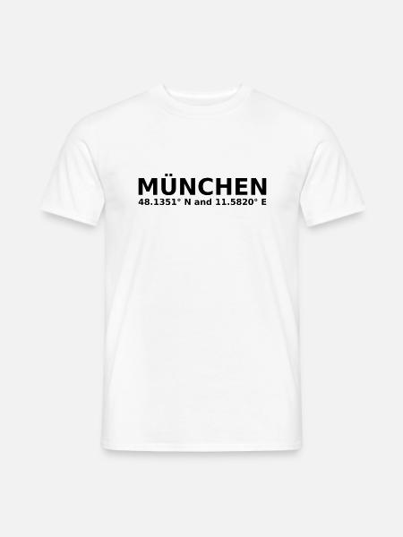 Munich - with geo coordinates horizontal - Men's T-Shirt - white
