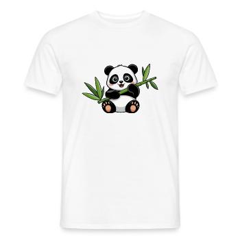 Happy Panda with Bamboo - Men's T-Shirt - white - Front - AI Model Male 178 dark (178cm)