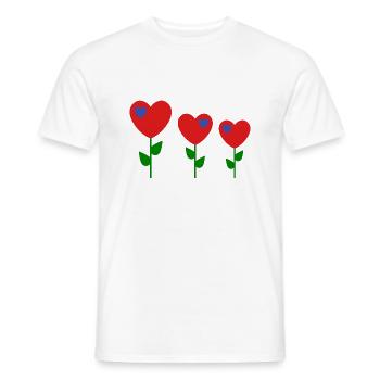 Coeur rétro fleurs mignonnes des années 70 - T-shirt homme - blanc - Devant - AI Model Male 178 dark (178cm)