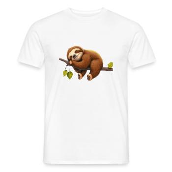 Schlafendes Faultier liegt auf einem Ast - Männer T-Shirt - Weiß - Vorne - AI Model Male 178 dark (178cm)