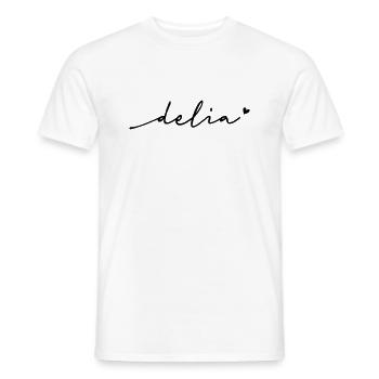 Delia Cursive Name - Men's T-Shirt - white - Front - AI Model Male 178 dark (178cm)