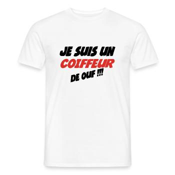Je suis un COIFFEUR de ouf !!! - T-shirt homme - blanc - Devant - AI Model Male 178 dark (178cm)