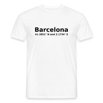 Barcelone - avec coordonnées géographiques horizontales - T-shirt homme - blanc - Devant - AI Model Male 178 dark (178cm)