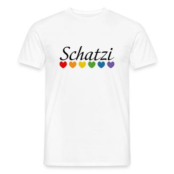Regenbogenherz Schatzi LGBT lgbtqi queer - Männer T-Shirt - Weiß - Vorne - AI Model Male 178 dark (178cm)
