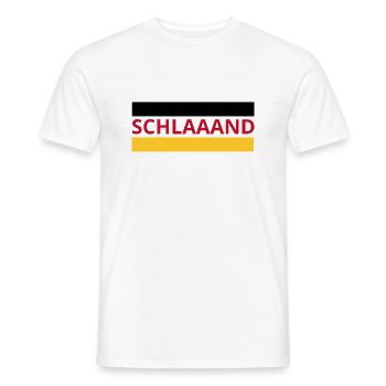 SCHLAAAND - Männer T-Shirt - Weiß - Vorne - AI Model Male 178 dark (178cm)
