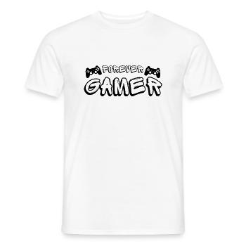 Forever Gamer' in Graffiti, for Gamers - Men's T-Shirt - white - Front - AI Model Male 178 dark (178cm)