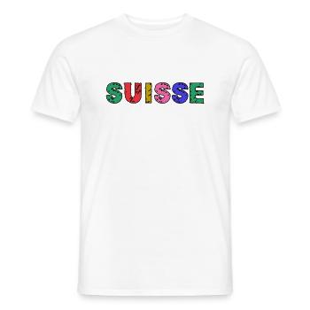 SUISSE. PAYS. GENEVE. HUMOUR. DRAPEAU. GENEVE - T-shirt homme - blanc - Devant - AI Model Male 178 dark (178cm)