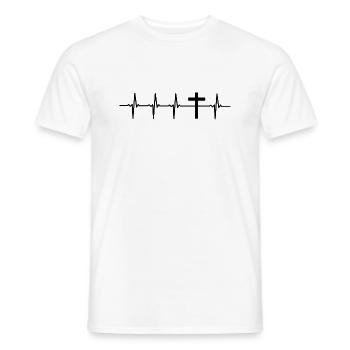 Battement de cœur Croix Christ - T-shirt homme - blanc - Devant - AI Model Male 178 dark (178cm)