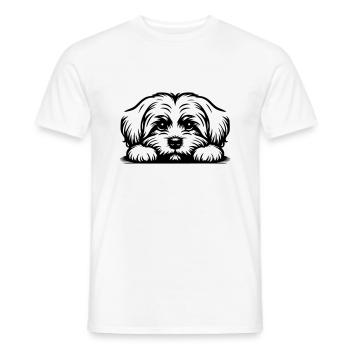 Tête de maltais avec pattes - T-shirt homme - blanc - Devant - AI Model Male 178 dark (178cm)