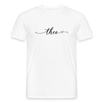 Theo Name Calligraphy Font - Men's T-Shirt - white - Front - AI Model Male 178 dark (178cm)