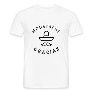 Moustache gracias humour jeu de mot muchas gracias - T-shirt homme - blanc - Devant - AI Model Male 178 dark (178cm)