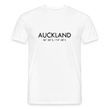 Auckland - New Zealand - Coordinates - Latitude - Men's T-Shirt - white - Front - AI Model Male 178 dark (178cm)