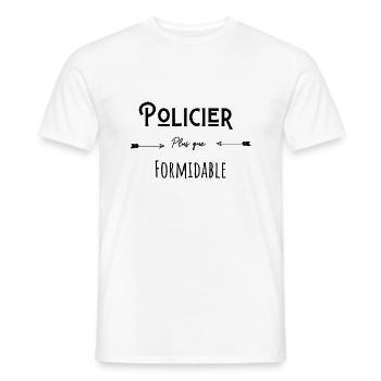 Policier plus que formidable humour citation - T-shirt homme - blanc - Devant - AI Model Male 178 dark (178cm)