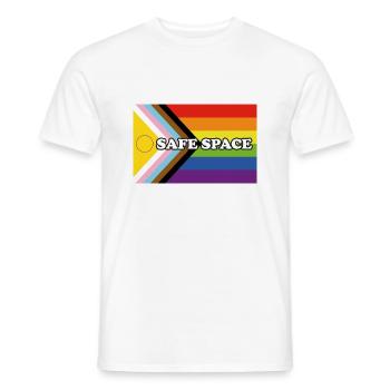 Inclusive Pride Progress Flag SICHERER RAUM - Männer T-Shirt - Weiß - Vorne - AI Model Male 178 dark (178cm)