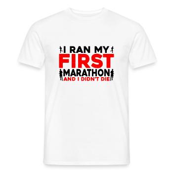 I ran my first marathon and I didn't die 3 - Men's T-Shirt - white - Front - AI Model Male 178 dark (178cm)