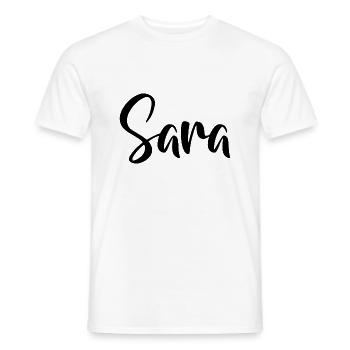 Name - Sara - Men's T-Shirt - white - Front - AI Model Male 178 dark (178cm)