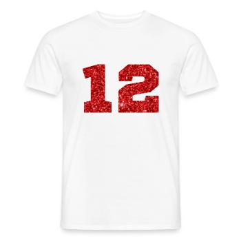 Number 12 Red Glitter - 12th Anniversary - Men's T-Shirt - white - Front - AI Model Male 178 dark (178cm)