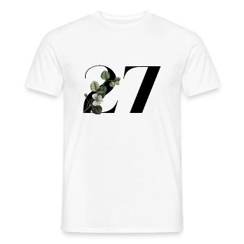 Numéro 27 floral vert -27e anniversaire floral - T-shirt homme - blanc - Devant - AI Model Male 178 dark (178cm)