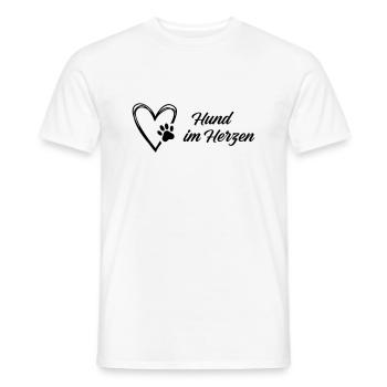 Hund im Herzen - Männer T-Shirt - Weiß - Vorne - AI Model Male 178 dark (178cm)