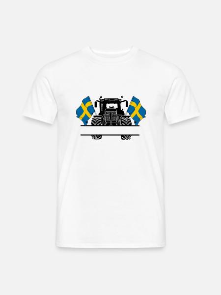 Traktor zwei Flaggen Schweden und Textraum - Männer T-Shirt - Weiß