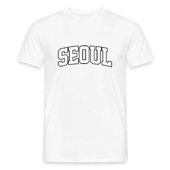 Logo Seoul : Design collégial au style coréen - T-shirt homme - blanc - Devant - AI Model Male 178 dark (178cm)